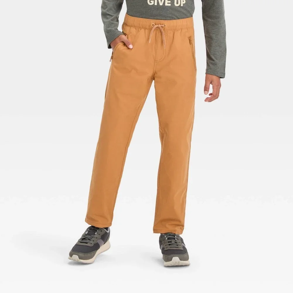 Boys' Jersey Lined Pull On Pants - Cat & Jack Light Brown Size 6